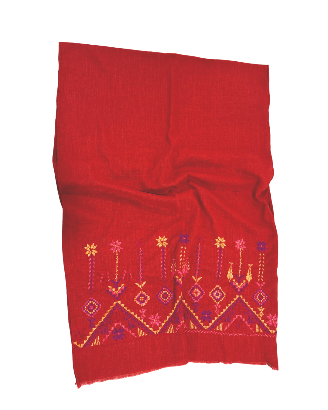 Nadia Dajani x MAP Heavily Embroidered Scarf in Orange