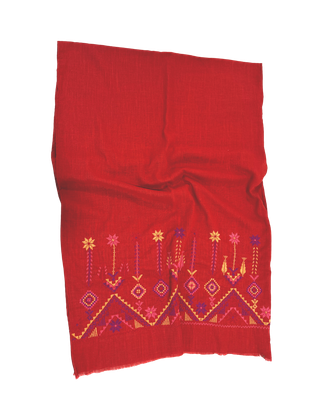 Nadia Dajani x MAP Heavily Embroidered Scarf in Orange