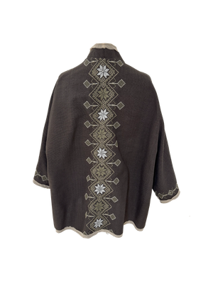 Nadia Dajani x MAP Olive Green Hand Embroidered Brown Round Jacket