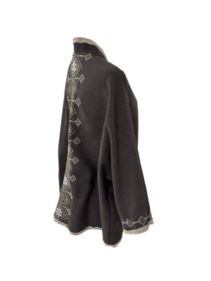 Nadia Dajani x MAP Olive Green Hand Embroidered Brown Round Jacket