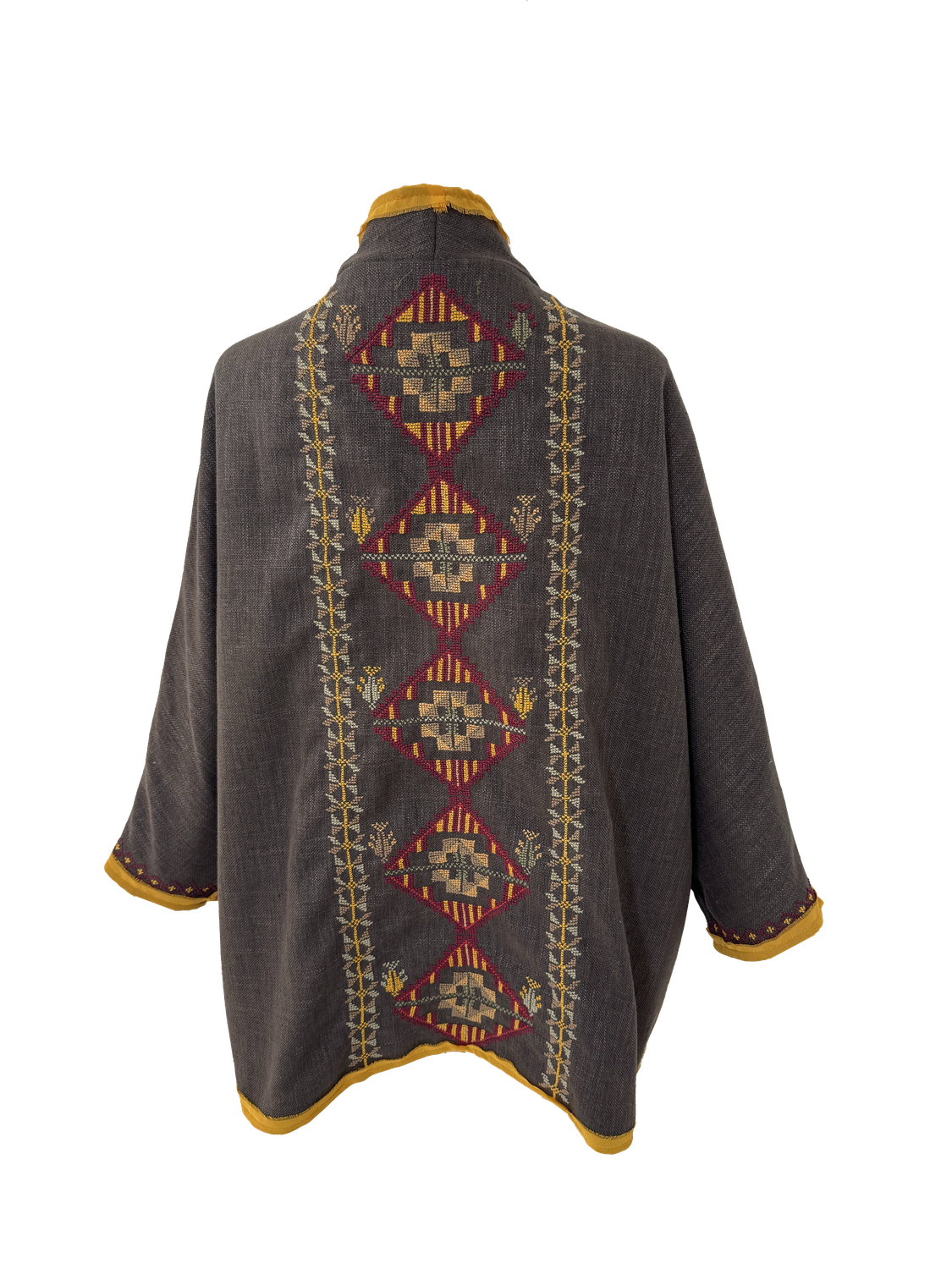 Nadia Dajani x MAP Yellow Hand Embroidered Brown Round Jacket