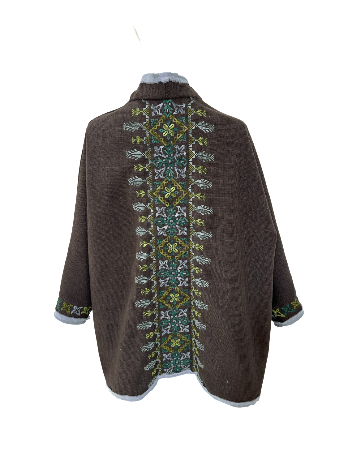 Nadia Dajani x MAP Green Hand Embroidered Brown Round Jacket