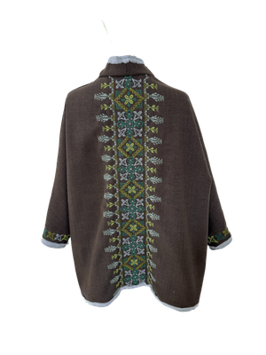 Nadia Dajani x MAP Green Hand Embroidered Brown Round Jacket