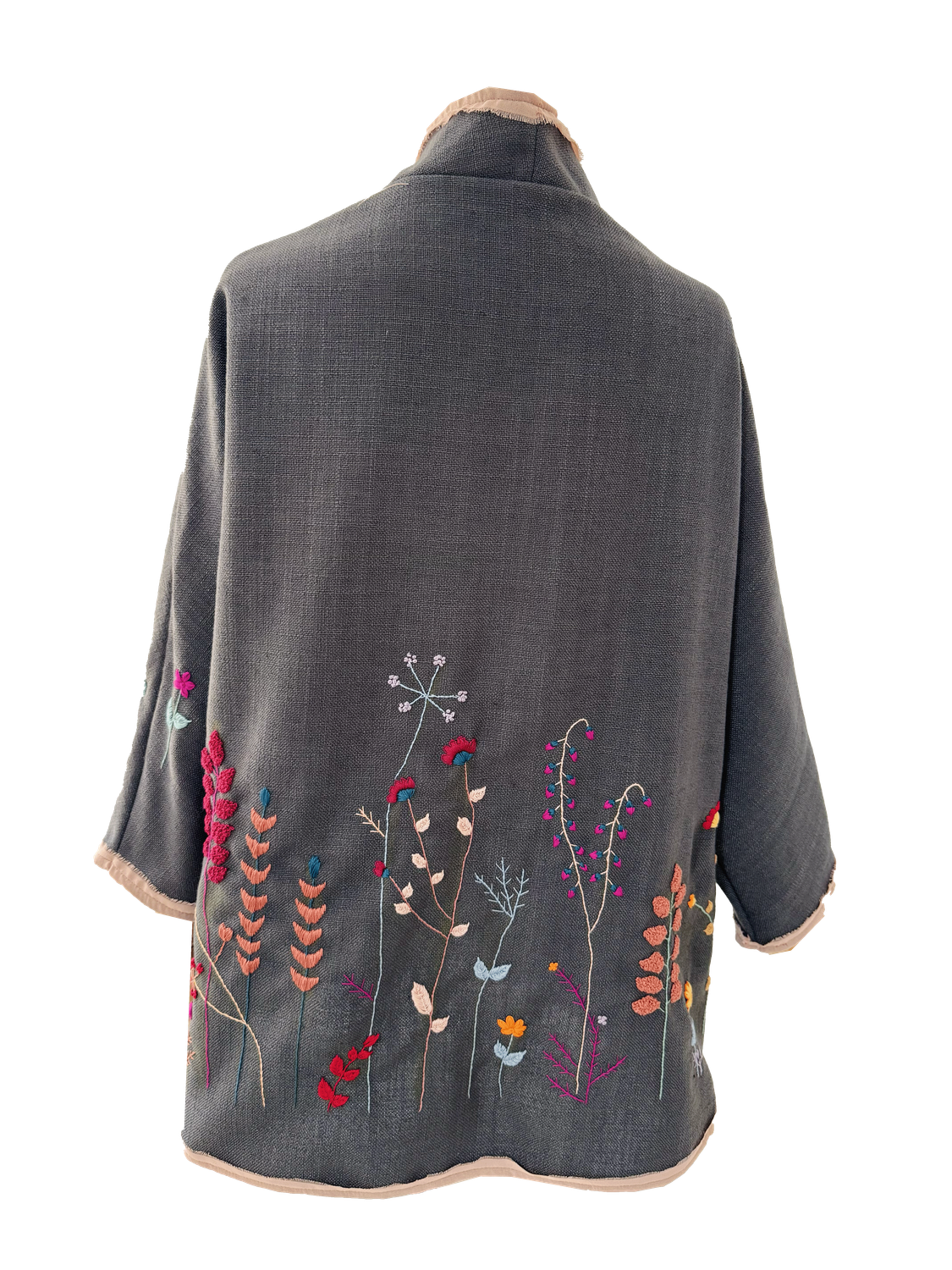 Nadia Dajani x UNHCR Floral Round Jacket in Dark Grey
