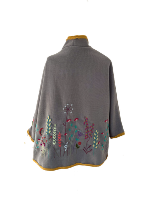 Nadia Dajani x UNHCR Floral Round Jacket in Light Grey
