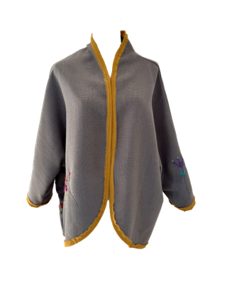 Nadia Dajani x UNHCR Floral Round Jacket in Light Grey