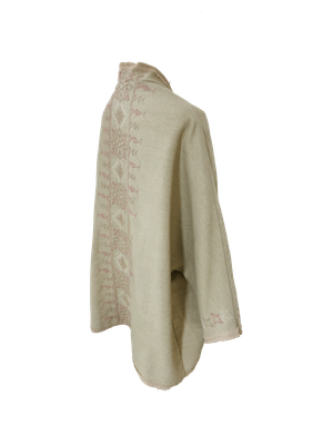 Nadia Dajani x MAP Hand Embroidered Beige Round Jacket with Light Pink Embroidery