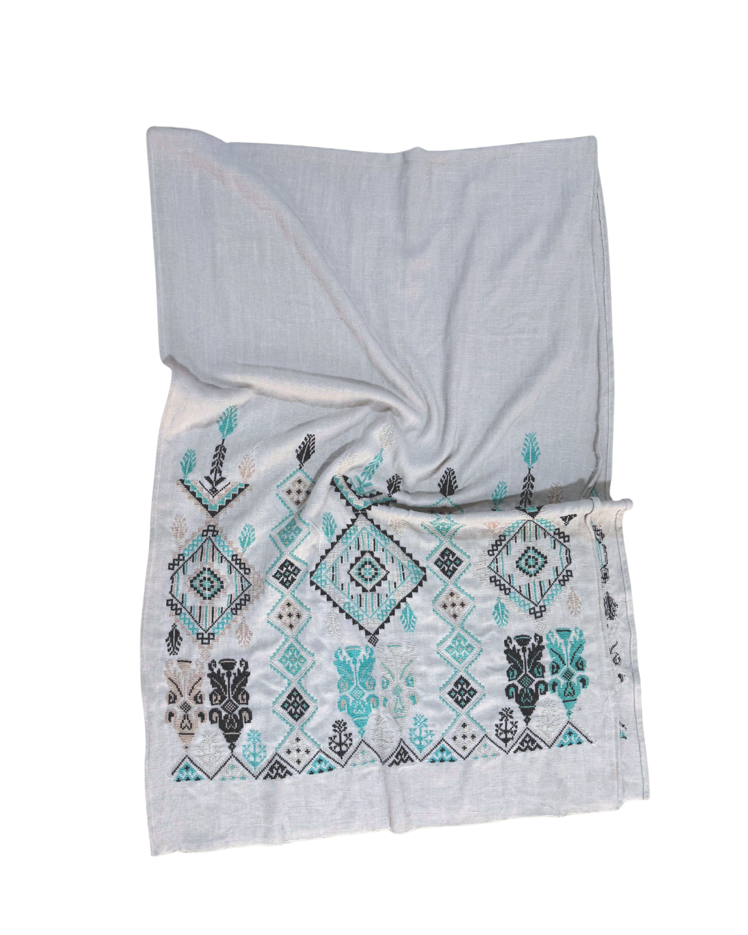 Light Grey Heavily Embroidered Scarf