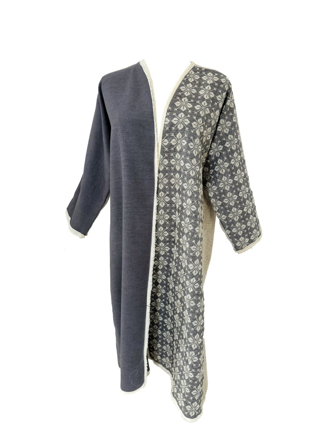 Nadia Dajani x UNHCR Beige, Grey and White Heavily Hand Embroidered Abaya