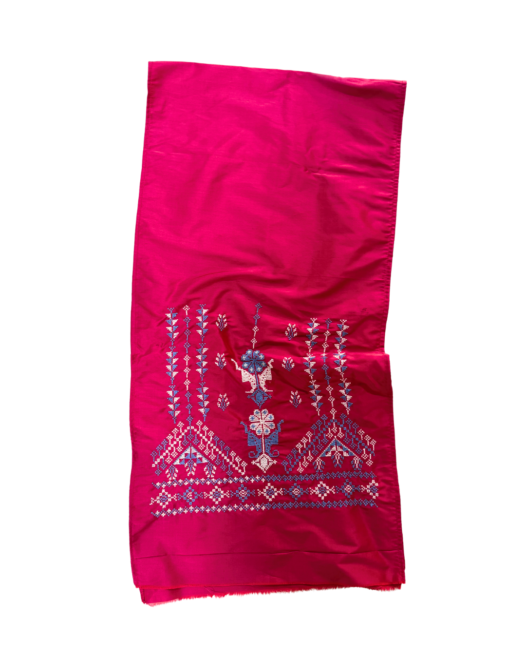 Hand Embroidered Silk Scarf in Red