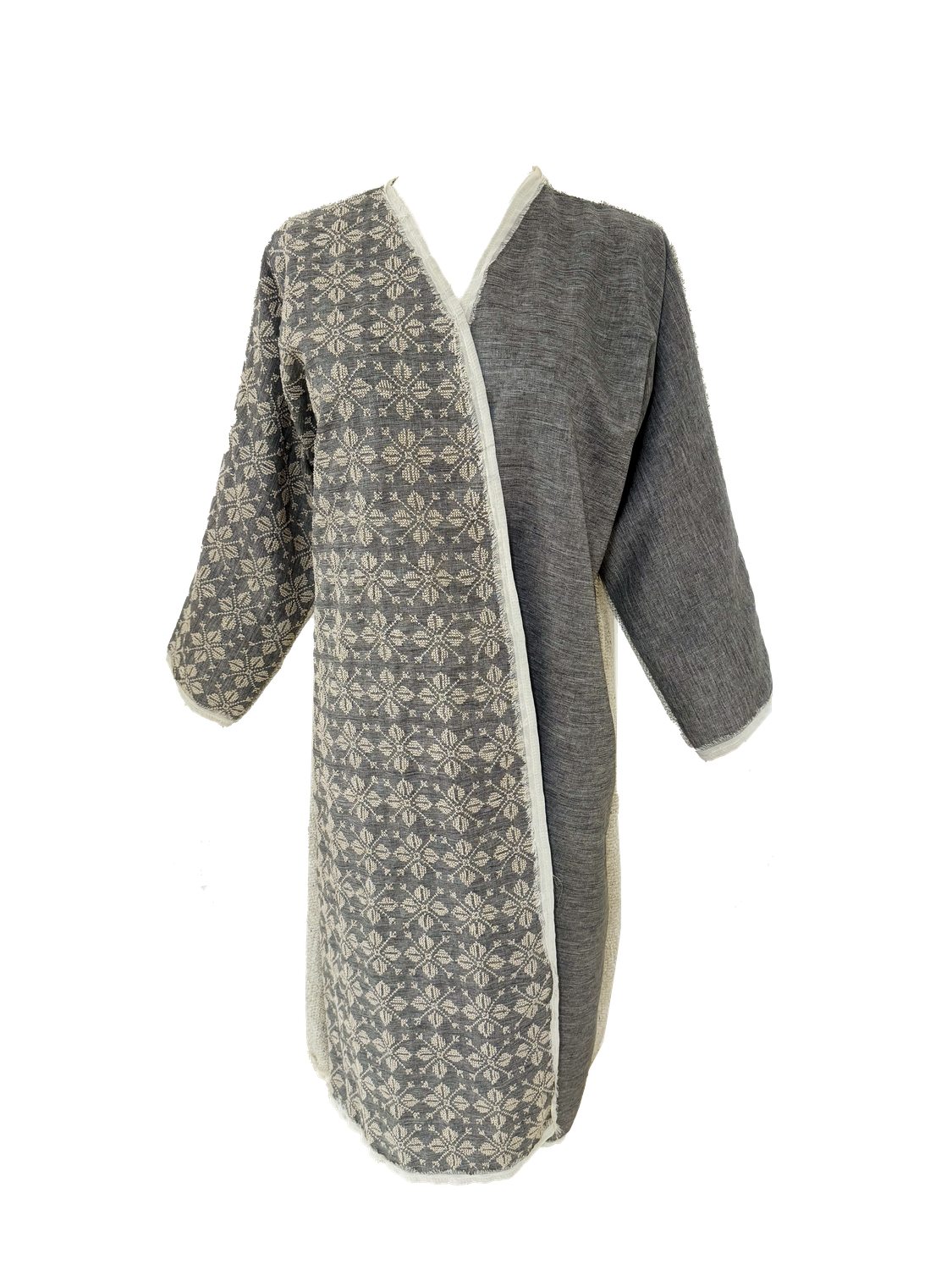 Nadia Dajani x UNHCR Beige and Grey Hand Embroidered Abaya