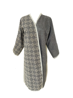 Nadia Dajani x UNHCR Beige and Grey Hand Embroidered Abaya
