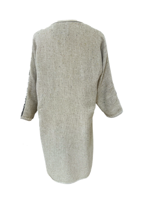 Nadia Dajani x UNHCR Beige and Grey Hand Embroidered Abaya