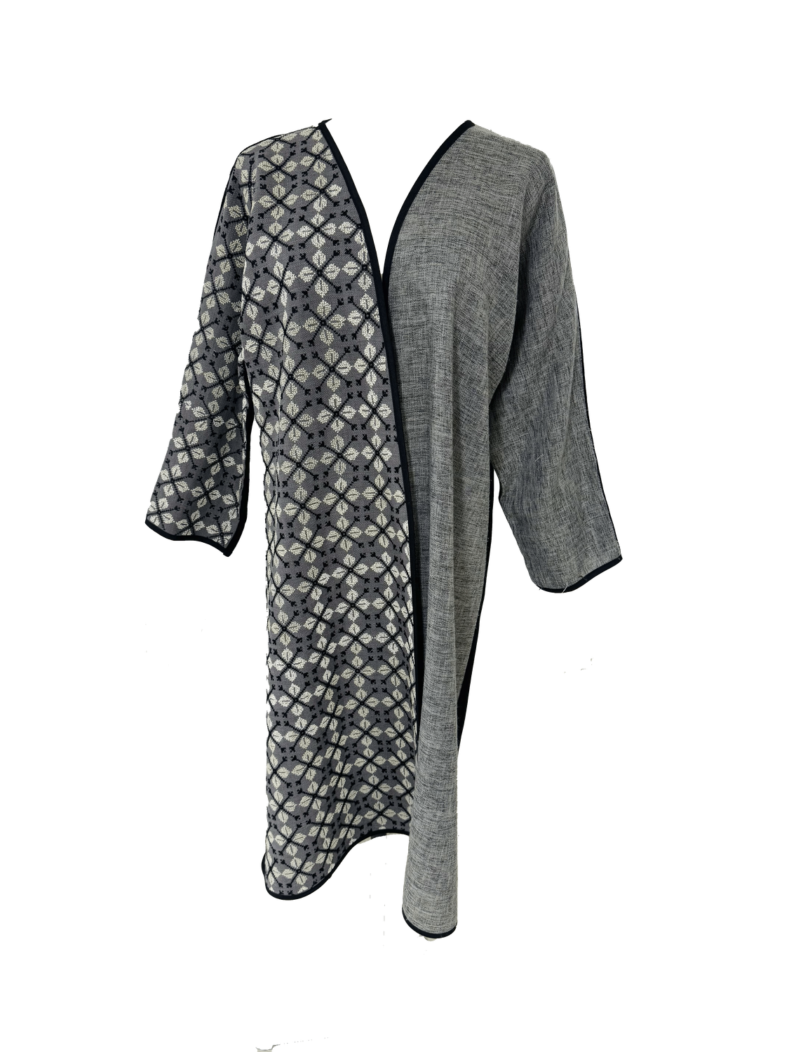 Nadia Dajani x UNHCR Grey, Black and White Hand Embroidered Abaya