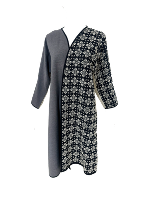 Nadia Dajani x UNHCR Black and White Hand Embroidered Abaya