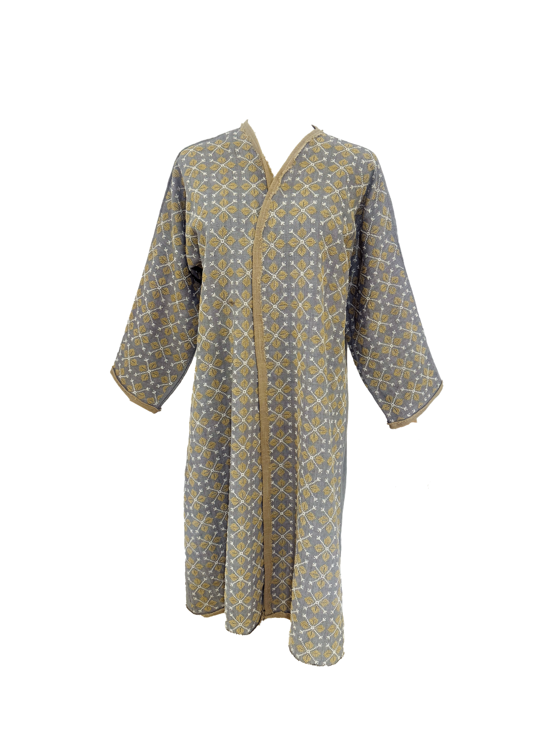 Nadia Dajani x UNHCR Grey and Beige Heavily Hand Embroidered Abaya