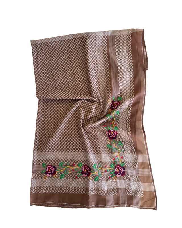 Nadia Dajani x Jerash Camp Embroidered Hatta in Brown