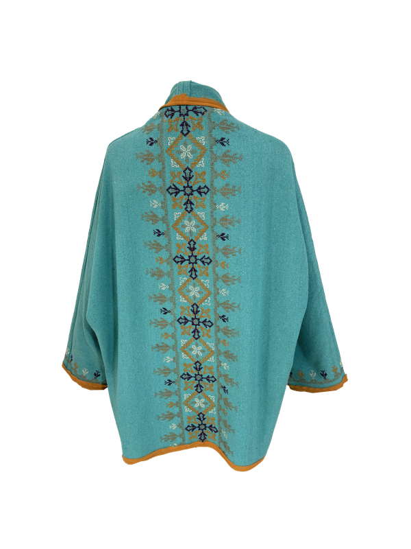 Nadia Dajani x MAP Hand Embroidered Turquoise Round Jacket