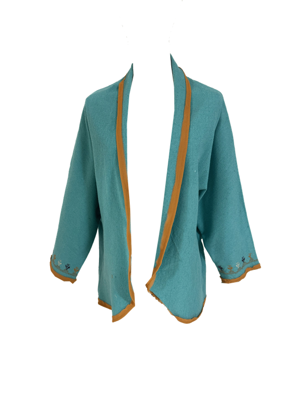 Nadia Dajani x MAP Hand Embroidered Turquoise Round Jacket