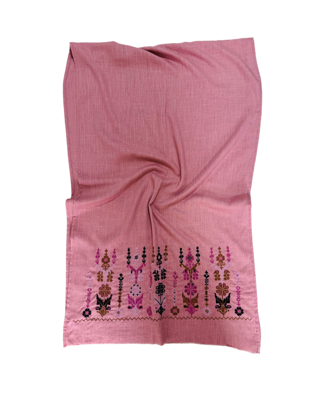 Medium Embroidered Pink Scarf