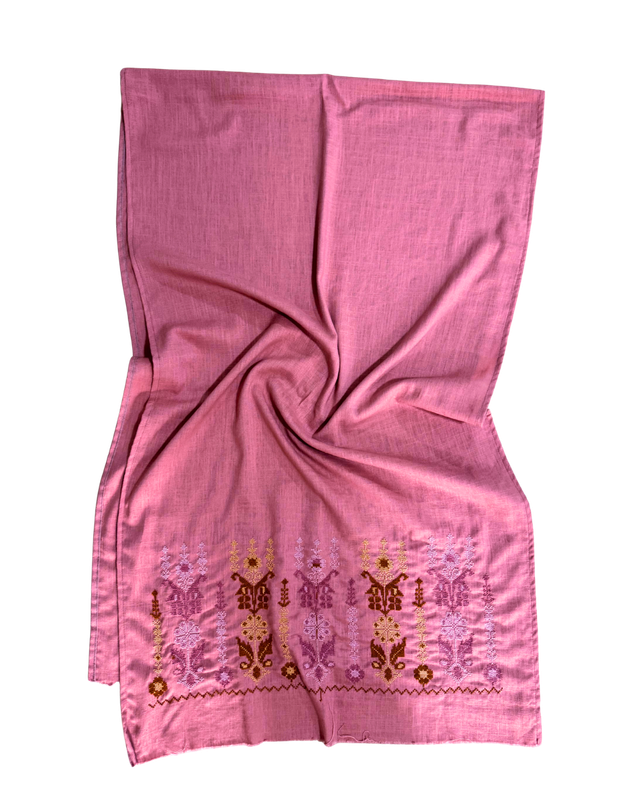 Medium Embroidered Pink Scarf
