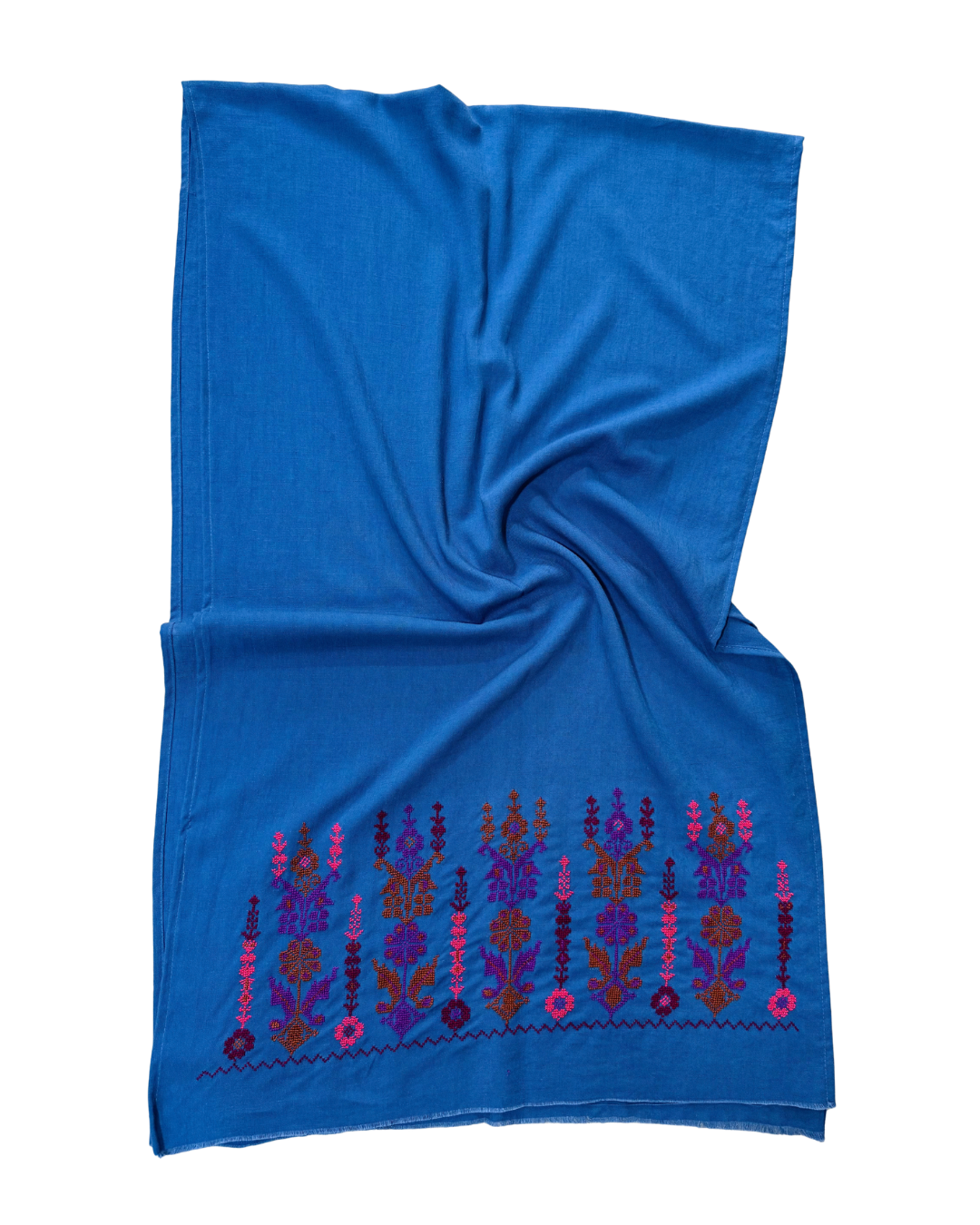 Medium Embroidered Blue Scarf