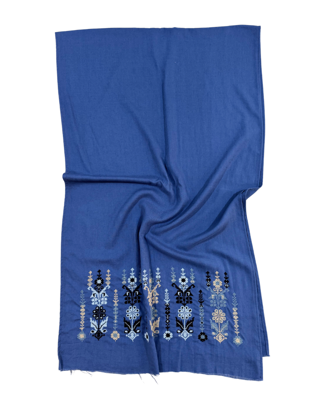 Medium Embroidered Blue Scarf