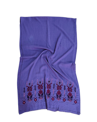 Nadia Dajani x Jerash Camp Embroidered Scarf in Purple