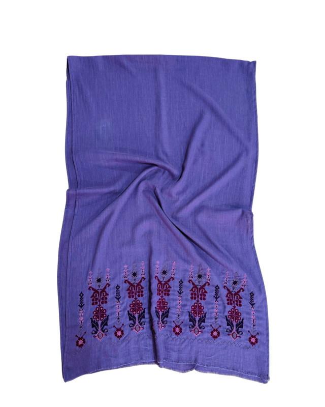 Nadia Dajani x Jerash Camp Embroidered Scarf in Purple