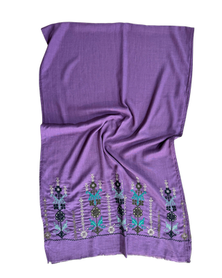 Nadia Dajani x Jerash Camp Embroidered Scarf in Purple