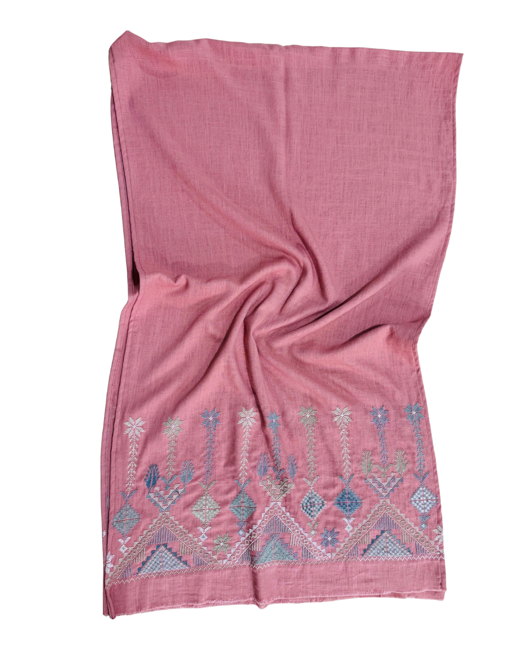 Nadia Dajani x MAP Heavily Embroidered Scarf in Pink
