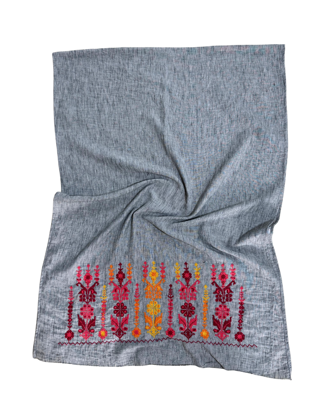 Medium Embroidered Grey Scarf