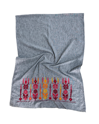 Medium Embroidered Grey Scarf