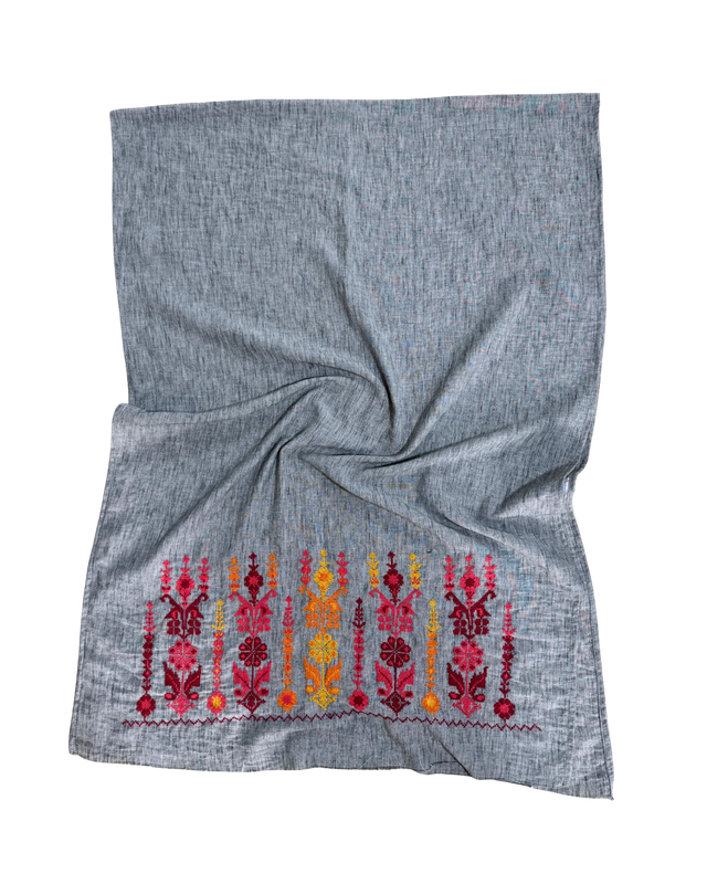 Medium Embroidered Grey Scarf