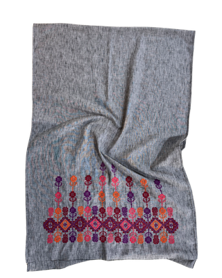 Medium Embroidered Grey Scarf