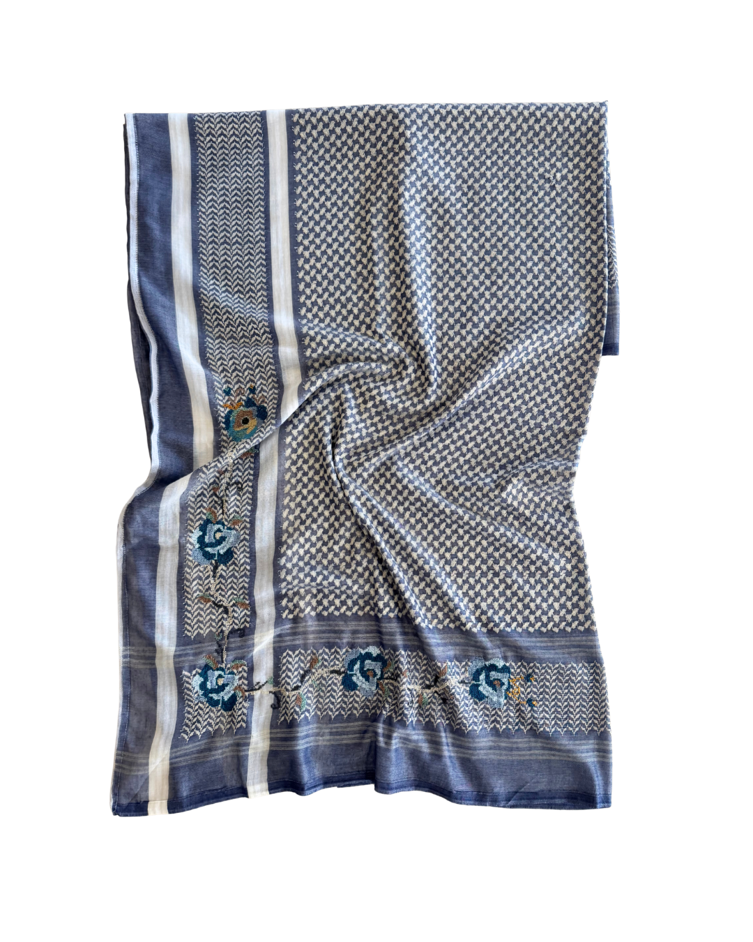Nadia Dajani x Jerash Camp Embroidered Hatta in Navy Blue