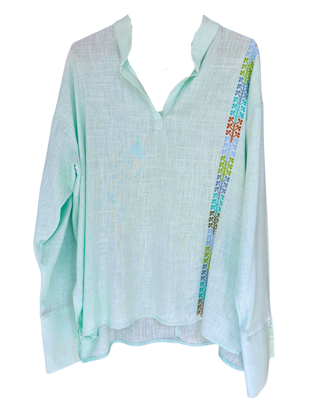 The Embroidered Men's Shirt in Mint Green