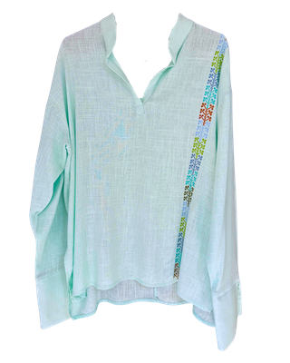 The Embroidered Men's Shirt in Mint Green