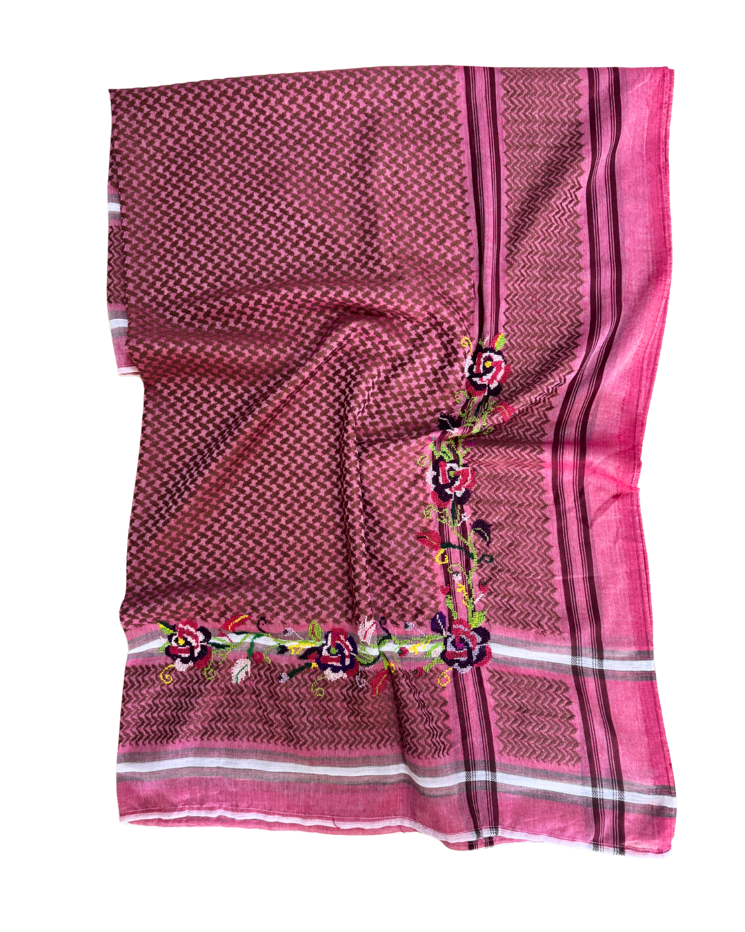 Nadia Dajani x Jerash Camp Embroidered Hatta in Fuschia