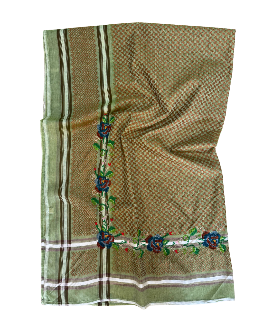 Nadia Dajani x Jerash Camp Embroidered Hatta in Light Green