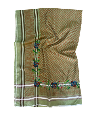 Nadia Dajani x Jerash Camp Embroidered Hatta in Light Green