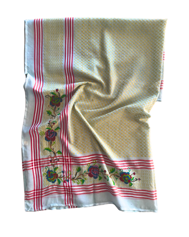 Nadia Dajani x Jerash Camp Embroidered Hatta in Light Green