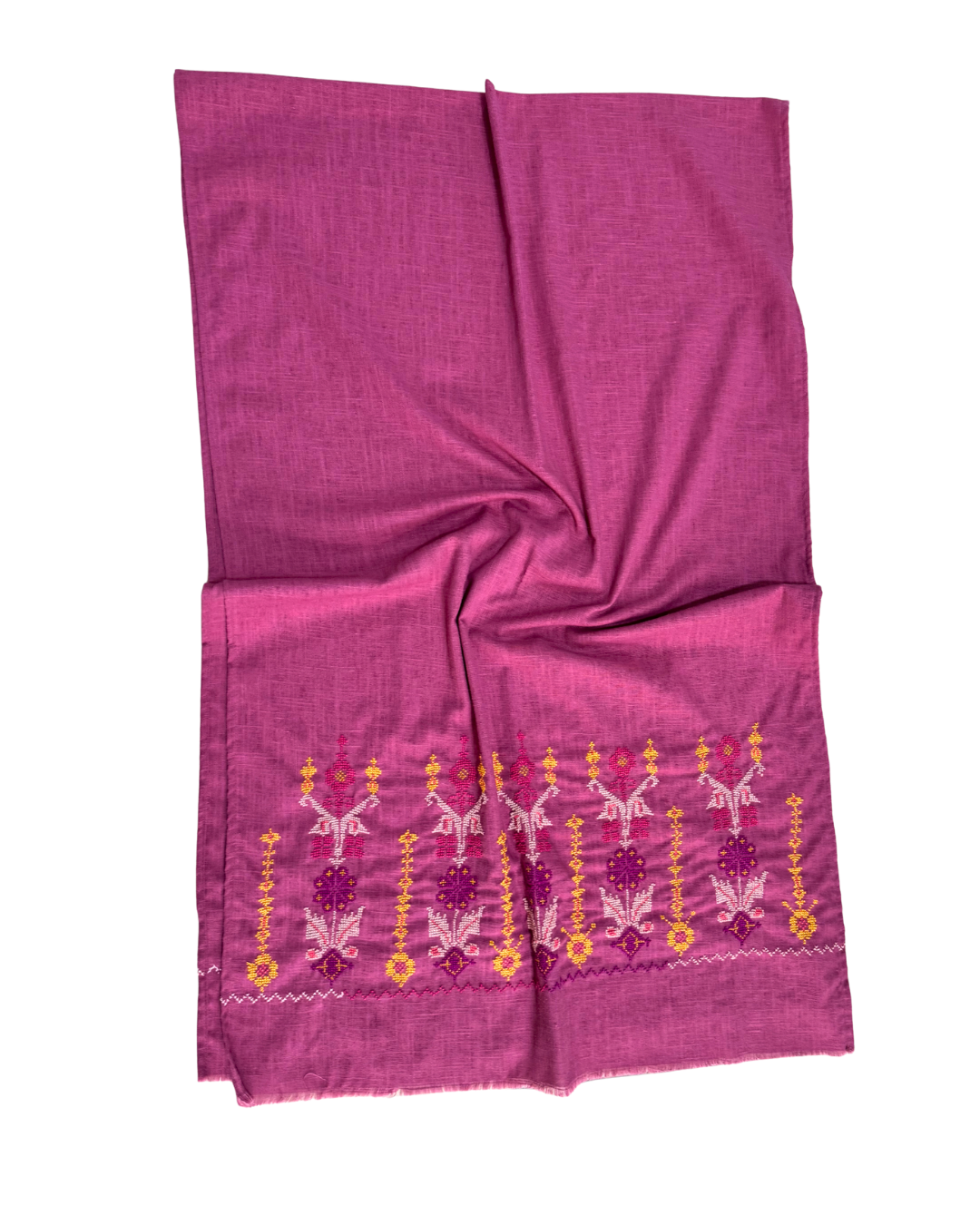 Nadia Dajani x Jerash Camp Embroidered Scarf in Dark Pink