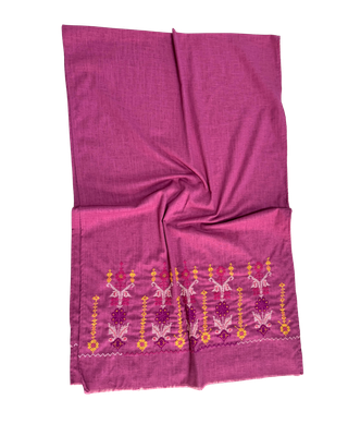Nadia Dajani x Jerash Camp Embroidered Scarf in Dark Pink