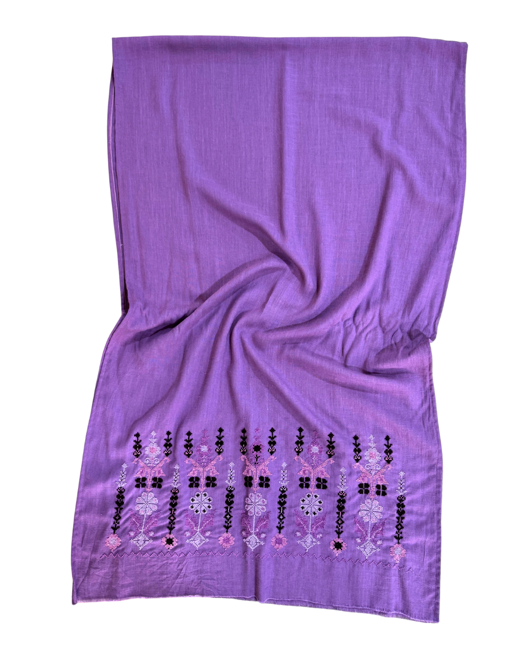 Medium Embroidered Purple Scarf