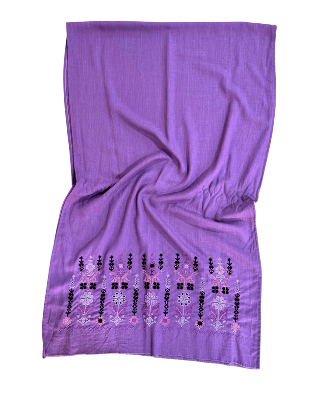 Medium Embroidered Purple Scarf
