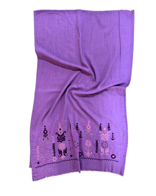 Medium Embroidered Purple Scarf