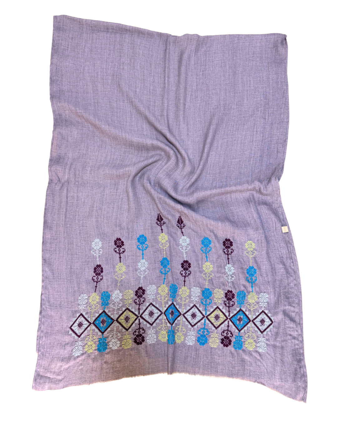 Medium Embroidered Lavender Scarf