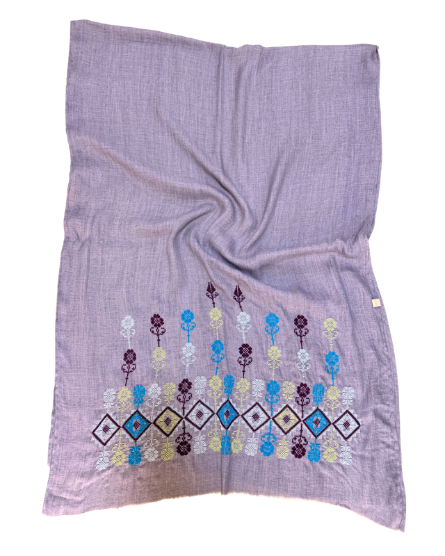 Medium Embroidered Lavender Scarf