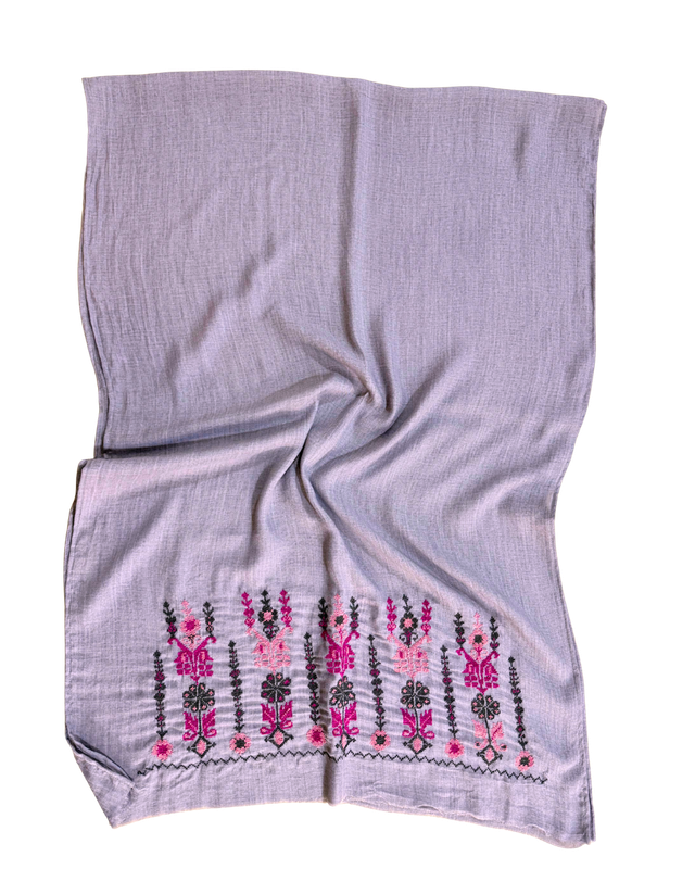 Medium Embroidered Lavender Scarf